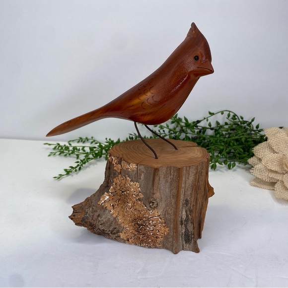 Vintage 1987 Randy Whaley Signed Hand Carved Cardinal Folk Art Driftwood Bird - Picture 1 of 11